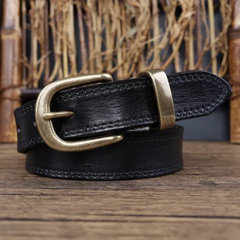 Cintura da Donna in Vera Pelle Bovina Retro Minimalista Casual Jeans Cintura Fibbia ad Ardiglione in Lega Accessori Moda