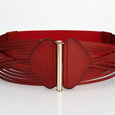 Cinturón Ancho de Cuero para Mujer Moda Cinturón Corsé Tejido Cuero Vacuno Auténtico Banda de Cintura Elegante Accesorio de Vestido para Damas