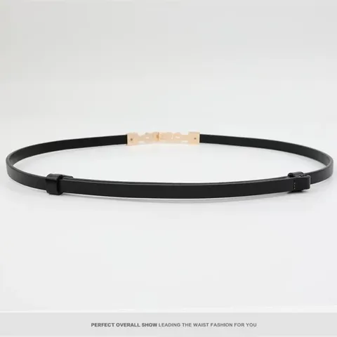 Cintura Sottile in Vera Pelle da Donna Moda Casual Semplice Versatile Cinturino Regolabile per Abito Maglione Accessori Quotidiani