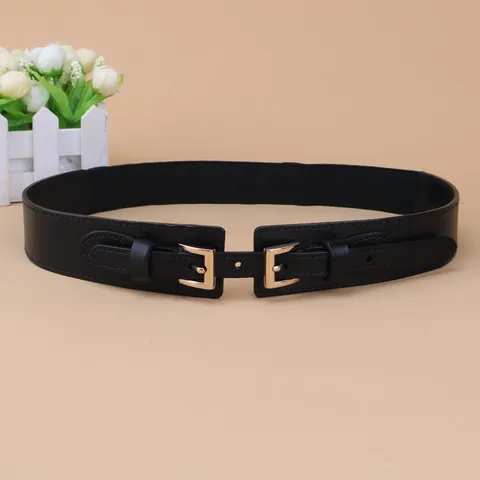 Dames Echt Leder Brede Taille Riem Modieuze Elastische Korset Riem Jurk Shirt Decoratieve Koeienhuid Tailleband