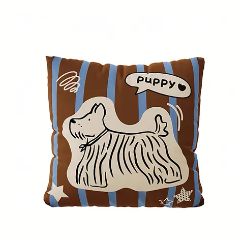 Cute Cartoon Dog Pattern Throw Pillow Cover Plush Sofa Decorative Pillow Cushion Case Home Decor