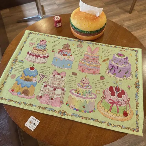 Floral Cake Cotton Linen Tablecloth Japanese Style Desk Mat Decorative Table Cover For Home Kitchen Tea Table Background