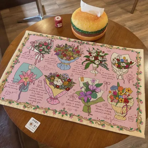 Floral Cake Cotton Linen Tablecloth Japanese Style Desk Mat Decorative Table Cover For Home Kitchen Tea Table Background