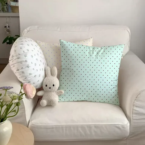 Korean INS Style Mint Green Polka Dot Soft Plush Throw Pillow Cute Sofa Cushion Living Room Home Decor Decorative Pillow Cover