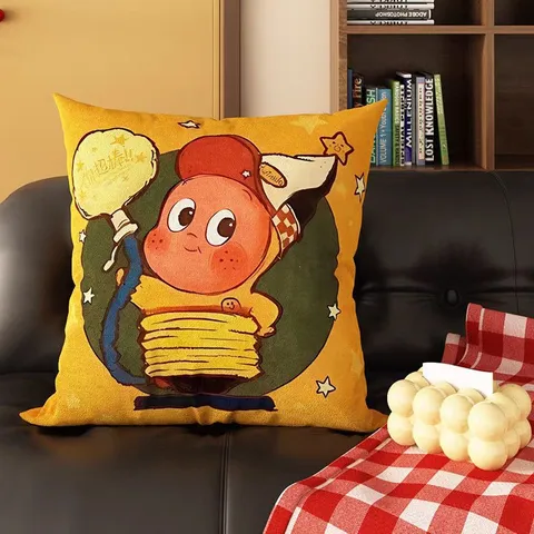 Cute Cartoon Star Man Christmas Decorative Throw Pillow Cover Plush Digital Printed Cushion Case For Living Room Dorm