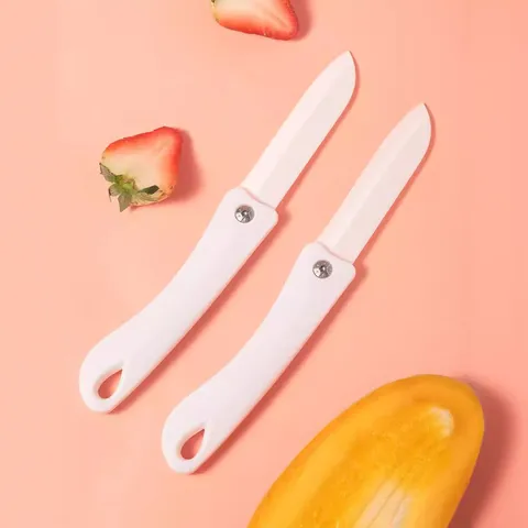 Couteau à Fruits en Céramique de Style Japonais Couteau d'office Pliable Portable Créatif Couteau de Poche Blanc pour Maison et Extérieur