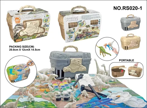 Dinosaur Toy DIY Painting Dinosaur Model Storage Box With Play Mat Creative Educational Toy Gift For Kids