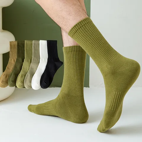Herren Sport Casual Crew Socken Atmungsaktiv Saugfähig Baumwolle Gerippt Lange Socken Für Laufen Fitness Tägliche Kleidung