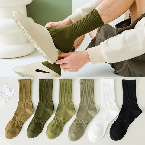 Herren Sport Casual Crew Socken Atmungsaktiv Saugfähig Baumwolle Gerippt Lange Socken Für Laufen Fitness Tägliche Kleidung