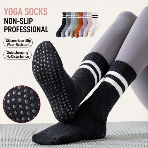 Chaussettes de Yoga Antidérapantes Pour Femmes Hommes Athlétique Fitness Pilates Adhérence Chaussettes de Sol Respirantes Chaussettes de Sport