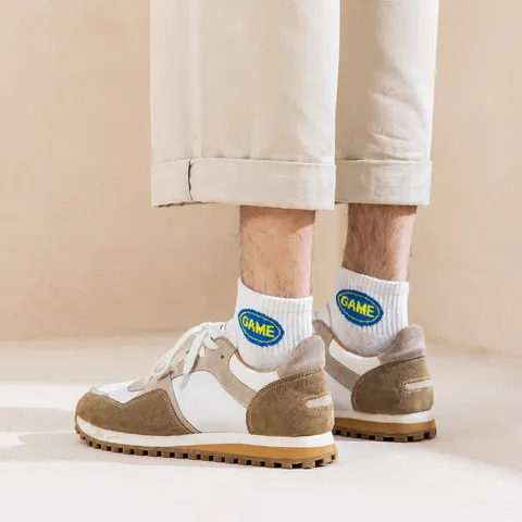 Men's Pure Cotton Short Socks Breathable Casual Jacquard Letter Low Cut Boat Socks Summer Four Season Sports Socks