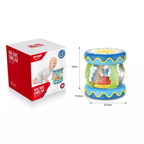 Baby Musical Hand Drum Toy Rotating Early Educational Sensory Learning Toy With Lights And Sounds Plastic Infant Toy