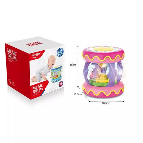 Baby Musical Hand Drum Toy Rotating Early Educational Sensory Learning Toy With Lights And Sounds Plastic Infant Toy