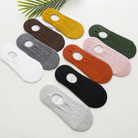 Fantasmini in Cotone da Uomo Invisibili Taglio Basso Antiscivolo Silicone Casual Tinta Unita Traspirante Estate
