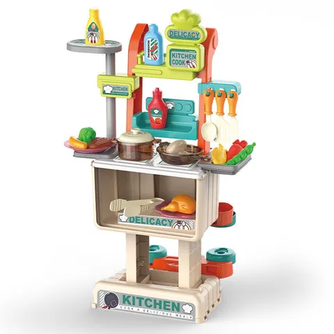 Children Pretend Play Kitchen Toys Simulation Shopping Cart Cooking Set Multifunctional Educational Toy For Kids