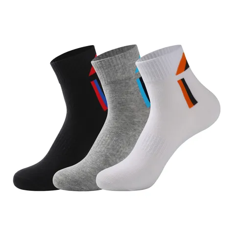 Men's Sports Crew Socks Breathable Sweat-Absorbent Cotton Athletic Running Basketball Socks Casual Contrast Striped Socks