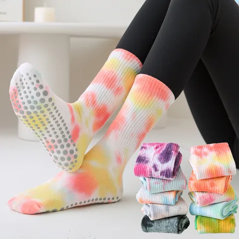Calze da Yoga Tie-Dye da Donna Calze Antiscivolo Pilates Calze Sportive Fitness Professionali