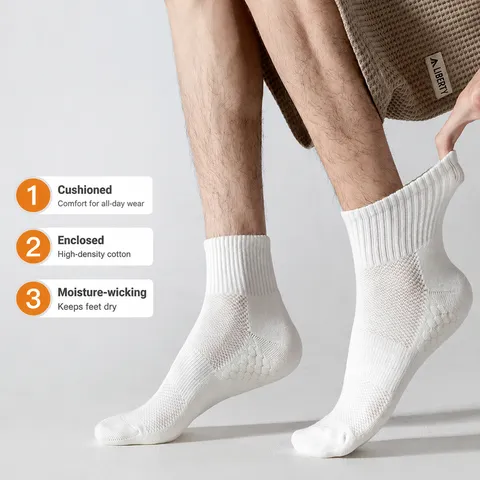 Chaussettes de Sport pour Hommes Fond Éponge Épais Coton Respirant Chaussettes de Basket-ball pour Entraînement Course Quotidien