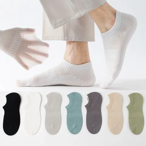 Herren Dünne Baumwolle Unsichtbare Socken Atmungsaktiv Mesh Antirutsch Sommer Lässig Einstecksocken
