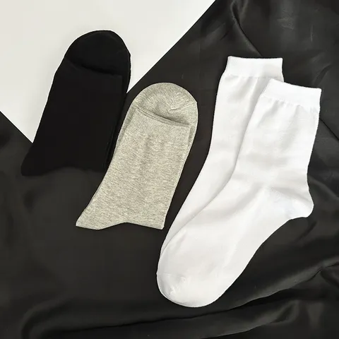 Herren Business Casual Baumwollmischung Crew Socken Einfarbig Atmungsaktiv Bequem Weich Alltagssocken Für Herren