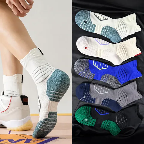 Herren Professionelle Athletische Basketball Socken Verdickte Frotteesohle Rutschfeste Stoßdämpfende Sport Kompression Wadenschlag Socken