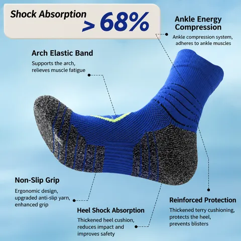 Herren Professionelle Athletische Basketball Socken Verdickte Frotteesohle Rutschfeste Stoßdämpfende Sport Kompression Wadenschlag Socken