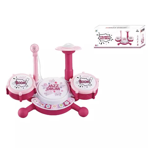 Kids Jazz Drum Toy Musical Educational Drum Set With Microphone And Lights Early Learning Percussion Instrument Gift For Toddlers
