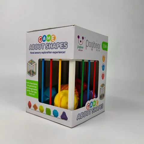 Baby Shape Sorter Toy Rainbow Sensory Bin Educational Learning Toy ABS Plastic Geometric Blocks Rattle For Toddlers