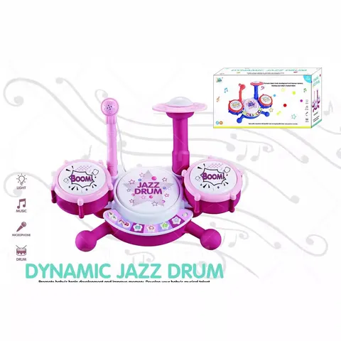 Kids Jazz Drum Toy Musical Educational Drum Set With Microphone And Lights Early Learning Percussion Instrument Gift For Toddlers