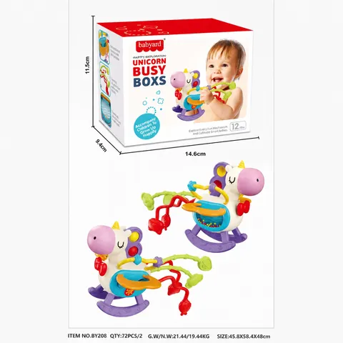 Baby Unicorn Pull String Sensory Toy Early Educational Activity Toy Toddler Interactive Grasping Teething Toy