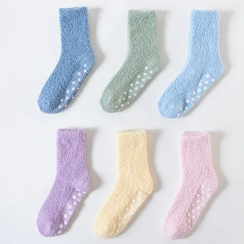 Unisex Thickened Coral Fleece Crew Socks Winter Warm Anti Slip Floor Socks Soft Cozy Indoor Sleeping Socks For Home