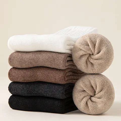 Uomini Donne Calze Termiche Spesse in Spugna Inverno Tinta Unita Al Polpaccio Calde Calze Neve Unisex Casual Misto Cotone