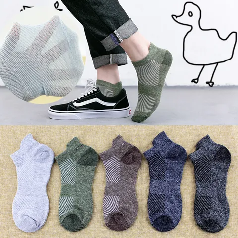 Calzini Fantasmino Bassi in Maglia Traspirante Estivi da Uomo Misto Cotone Tinta Unita Casual Sportivi Corti Invisibili