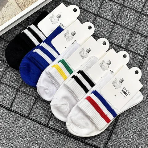 Calze Sportive in Cotone per Giovani Unisex Classiche a Doppia Riga Traspiranti Casual per Studenti