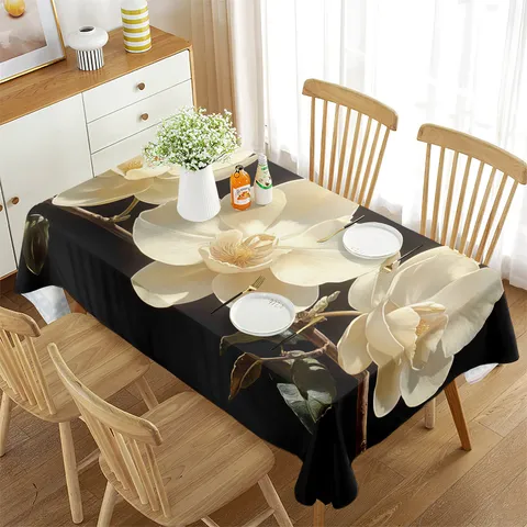 Waterproof Rectangle Tablecloth For Dining Room Spring Floral Print Table Cover Light Luxury Home Decor Table Linen