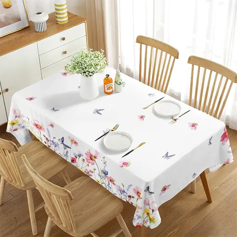 Waterproof Tablecloth Spring Summer Floral Rectangular Table Cloth Decorative Fabric For Dining Table Cover