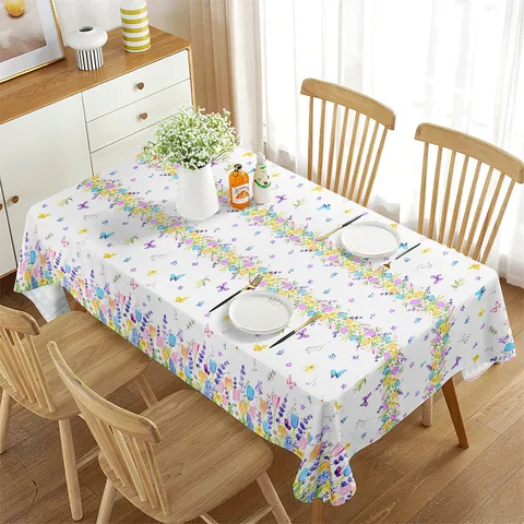 Mantel Impermeable Rectangular Estampado Floral Cubierta de Mesa para Hogar Cocina Comedor Decoración
