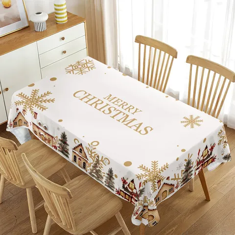 Mantel Navideño Impermeable Rectangular Cubierta de Mesa Festiva Decoración de Mesa para Comedor Fiesta Hogar