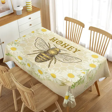 Waterproof Tablecloth Rectangular Table Cover Dustproof Dining Table Protector Floral Animal Print Home Kitchen Decor
