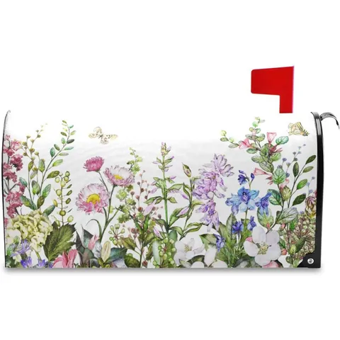 Extérieur Imperméable Aimanté Housse de Boîte aux Lettres Printemps Floral Papillon Enveloppe de Boîte aux Lettres Décor de Jardin