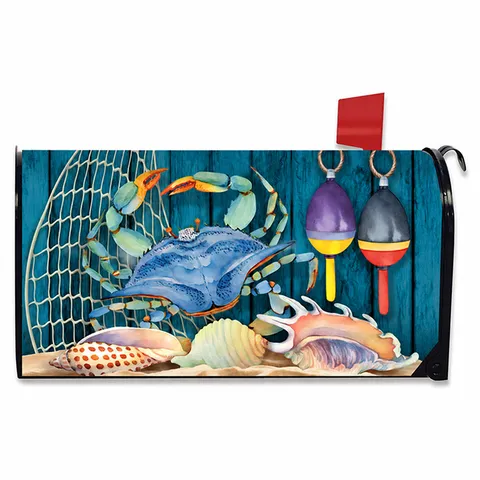 Outdoor Magnetic Mailbox Cover Waterproof Summer Beach Starfish Floral Decorative Mailbox Wrap Standard Size Mail Box Decor
