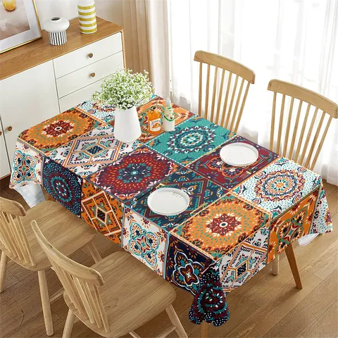 Mantel Impermeable Estampado Geométrico Abstracto Rectangular Lujo Moderno Cubierta de Mesa Para Comedor Decoración Del Hogar
