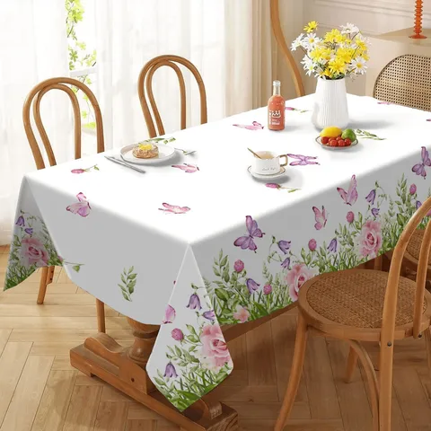 Mantel Floral Impermeable Rectangular Cubierta De Mesa De Poliéster Para Cocina Comedor Decoración Del Hogar