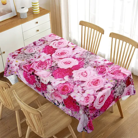 Mantel de Poliéster Impermeable Rectangular Cubierta de Mesa Floral Para Comedor Hogar Cocina Decoración de Mesa Estilo Lujo Ligero