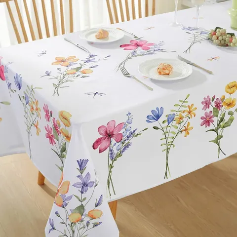 Mantel Floral Impermeable Rectangular Cubierta De Mesa De Poliéster Para Cocina Comedor Decoración Del Hogar