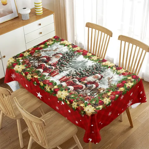 Tovaglia Natalizia Impermeabile Rossa Rettangolare Tovaglia Festiva Decorazione per Tavolo da Pranzo di casa Forniture per Feste