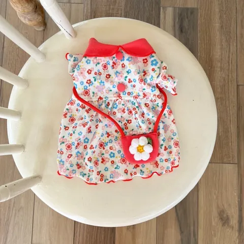 Small Dog Floral Dress Summer Thin Princess Puppy Skirt Cute Bowknot Pet Apparel For Teddy Bichon Pomeranian Cat Clothes