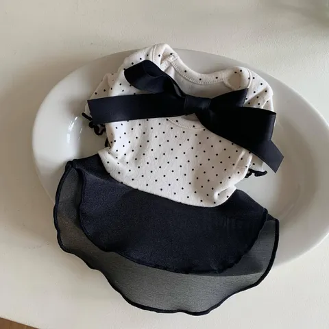 Spring Summer Cute Pet Dress Polka Dot Dog Skirt With Big Bow Mesh Dress For Small Dogs Cats Puppy Apparel
