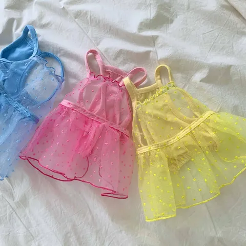 Summer New Pet Dog Cat Dress Cute Polka Dot Mesh Skirt Puppy Vest Apparel Breathable Small Dog Clothes