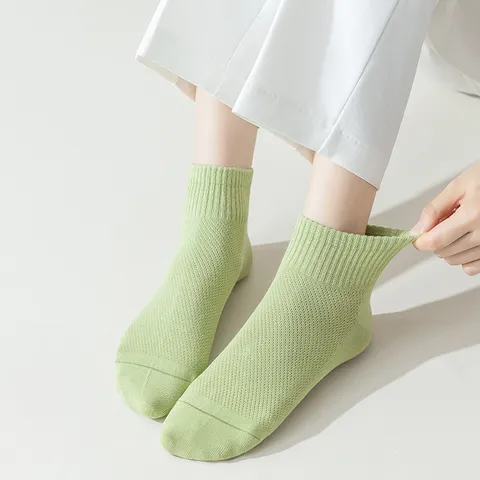 Damen Sommer Dünn Baumwolle Mesh Atmungsaktiv Kurze Socken Einfarbig Vielseitig Lässig Low-Cut Socken